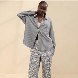 Aerie Off-Duty Striped Flannel Pajama Shirt